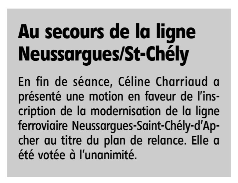 🚆 LIGNE AUBRAC EN DANGER❗️

🗳🇫🇷 <a href="/SaintFlourco/">Saint-Flour Co</a> vote une motion à l’unanimité.

Le train national « Aubrac », utile et écologique, est menacé faute de travaux suffisants. L’État, autorité organisatrice, doit être au rendez-vous en s’engageant dans le cadre du plan France relance.