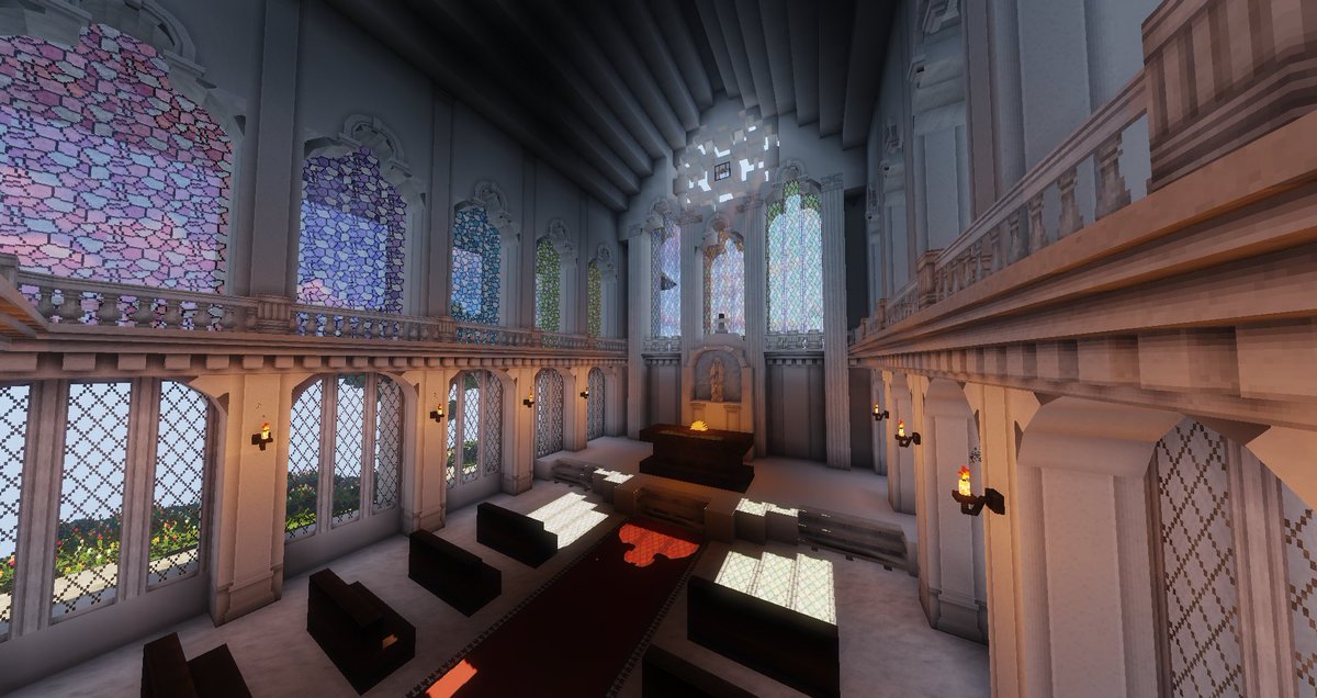 Mogu 教会を建築しました 内装も頑張りました バラ窓にも挑戦したけど難しい Minecraft Cocricot Minecraft建築コミュ マイクラ建築