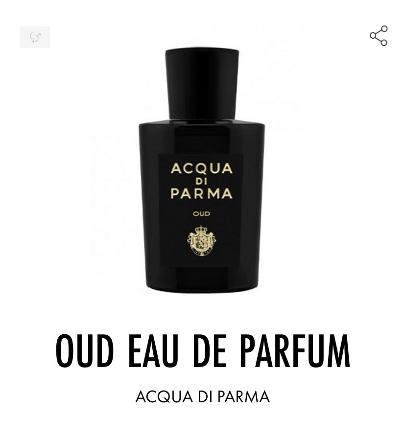 Oud, Acqua Di Parma.Une eau de parfum faite pour toutes les saisons, le mélange d’agrume et de bois donne un côté « marin » à ce Oud.