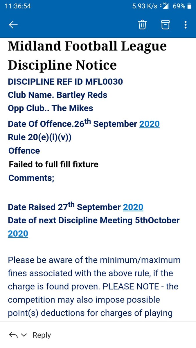 Getting fined for not fielding a team for safety reasons, I wonder if the team down the road got fined for not having there pitch ready 🤔