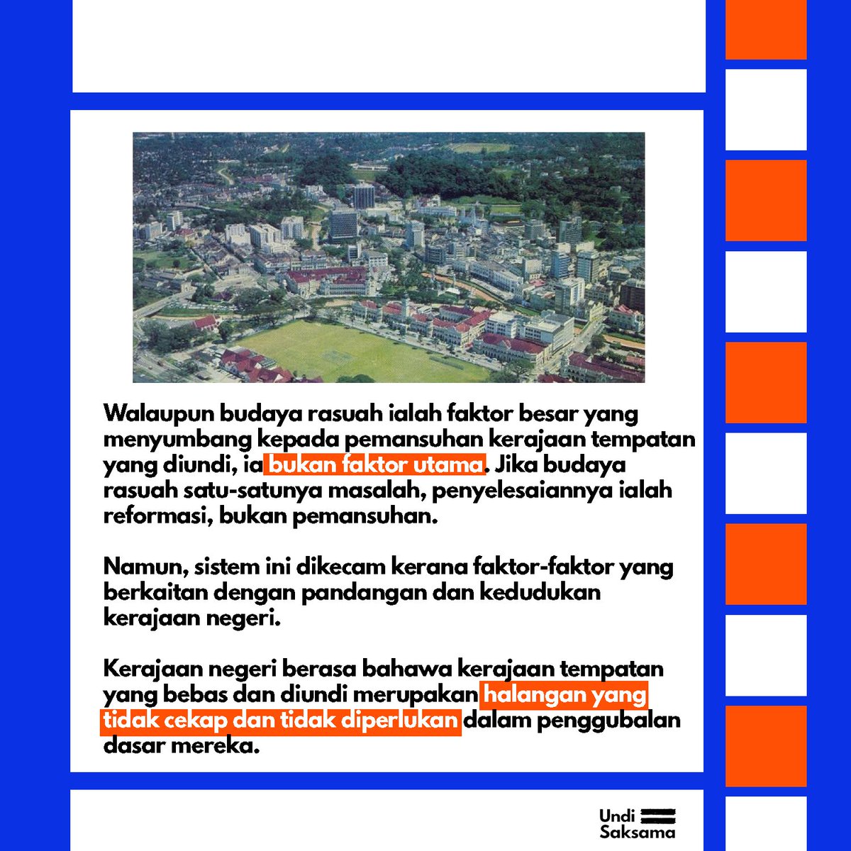 UndiSaksama's tweet photo. Tahukah anda kita sepatutnya ada hak mengundi untuk ahli majlis kerajaan tempatan kita tetapi pilihan raya dimansuhkan pada tahun 1960an? Bacalah post ini untuk ketahui kenapa pilihan raya kerajaan tempatan dimansuhkan! 

#UndiSaksama #UndiKetiga https://t.co/I8mpzlwGx1