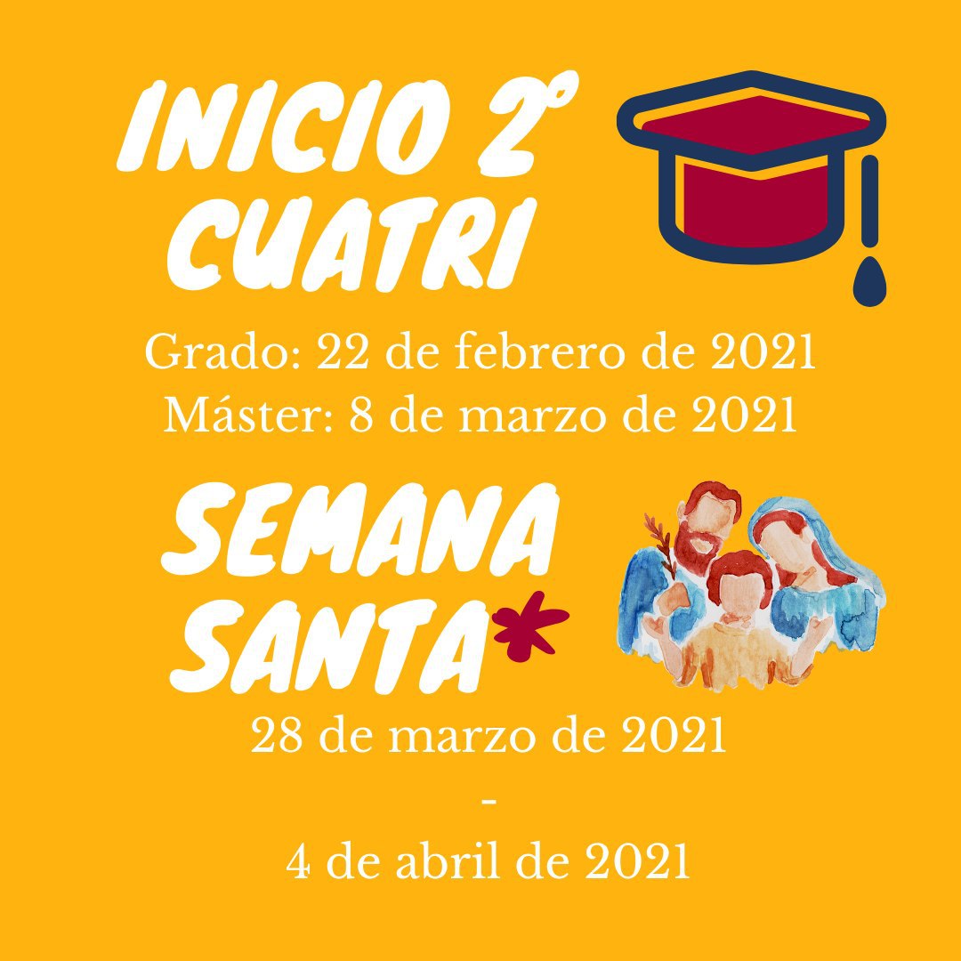 📆¿Conoces el Calendario Académico de este curso?

📅Inicio de curso el 5/10* en Grados y el 3/11 en Másteres
📅Matriculaciones hasta el 13/10

Sigue⬇️