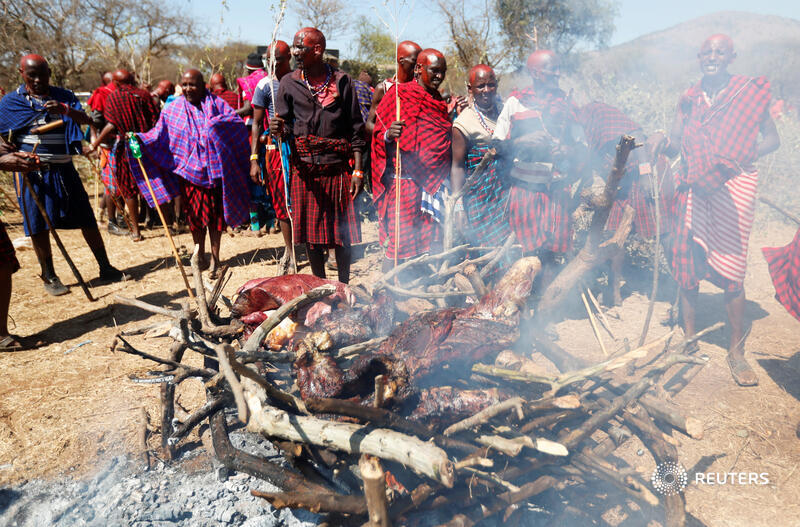 Thousands of Maasai men in Kenya congregated to feast on bulls, goats and sheep in a once-in-a-decade ceremony that transforms them from warriors to elders. More photos: reut.rs/338wlwm 📷 <a href="/tmukoya2002/">Thomas Mukoya</a>