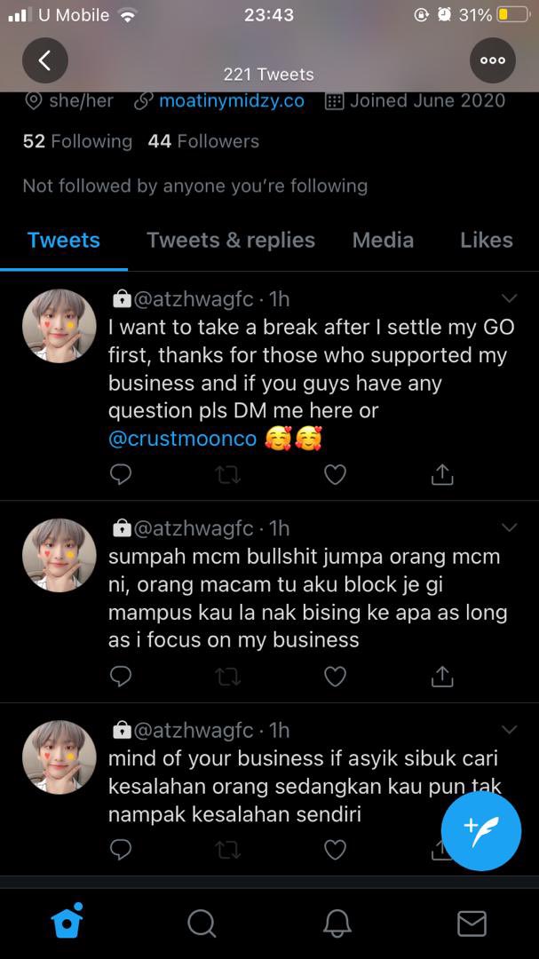 Im tired of talking; but here are some ss of the account. A few days later she changed from @/ atzyeoqs (hmmm.. wonder what the qs at the back means  *read with sarcasm* ) to @/atzhwagfc