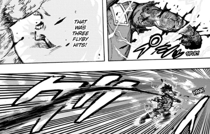 2/ The action here is basically Deku playing paddleball. He yanks Tomura in with Blackwhip then Smashes him away.