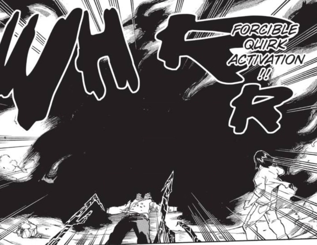 12B/ Also, this cyberwhip feels like an evil parallel to Blackwhip. It can trigger "Forcible Quirk Activation," although TomurAFO didn't bother doing that to Endeavor, here, so it *can* be just a damage-dealing attack.AFO also has his own version of Float (using it now).