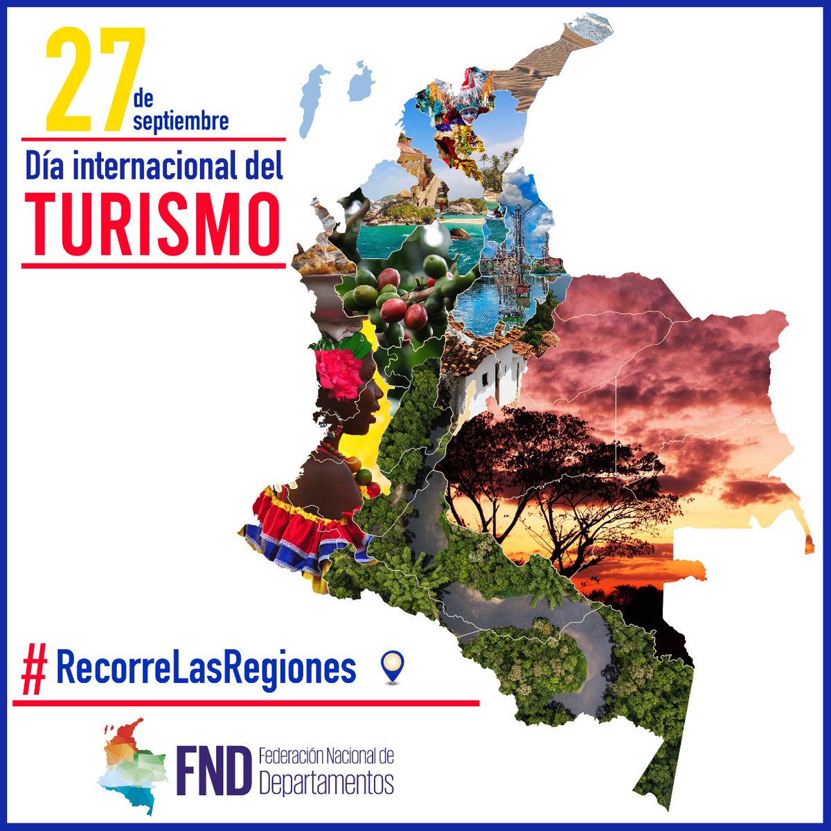 FNDCol's tweet photo. El turismo es uno de los motores de la reactivación económica de las regiones y sus habitantes. En la conmemoración del #DíaMundialDelTurismo invitamos a los colombianos a visitar los sitios turísticos en cada rincón de nuestro país y descubrir sus maravillas. #RecorreLasRegiones https://t.co/lmzZeoV7Cg