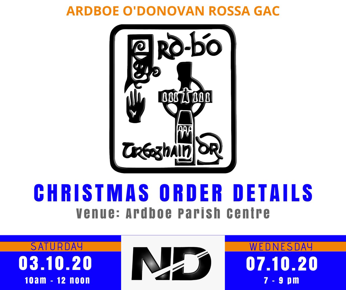 Christmas order details for <a href="/ardboegfc/">Ard Bó</a>
2 opportunities to order on the day/night.  If you aren't able to make the display and order dates don't worry we have you covered.  You can pre-order online from today #sharetheword
shop.newdynamicsports.com