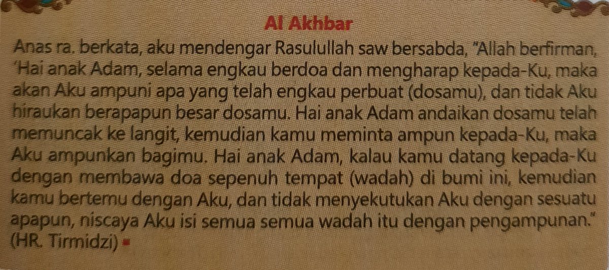 ivaaaaaans's tweet photo. Jangan pernah bosan memohon ampunan karena Allah jg tidak pernah bosan memberi ampunan https://t.co/IOyNG6wahJ