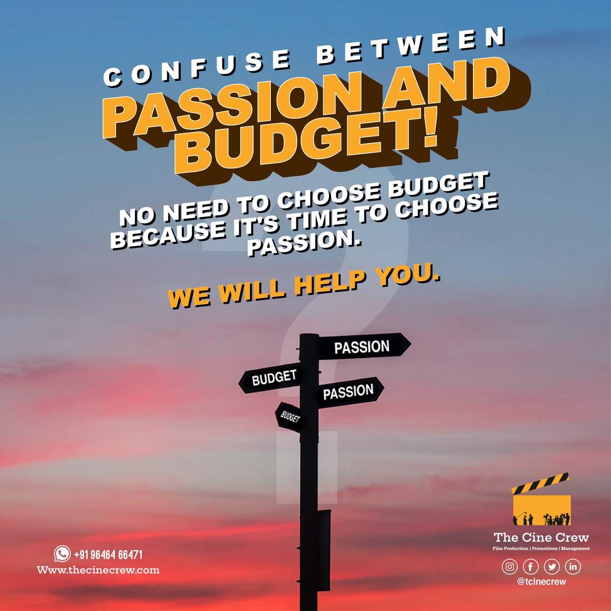 TCinecrew's tweet photo. Mention your passion !
.
.
.
Chase your dreams and forget about budget because The CineCrew  is well known as a company who deliver best quality at affordable prices whatever it is movie, songs and promotions.

Connect the Cinecrew

#thecinecrew
#promotionstcc
#productiontcc https://t.co/ExvoPbtDJ5