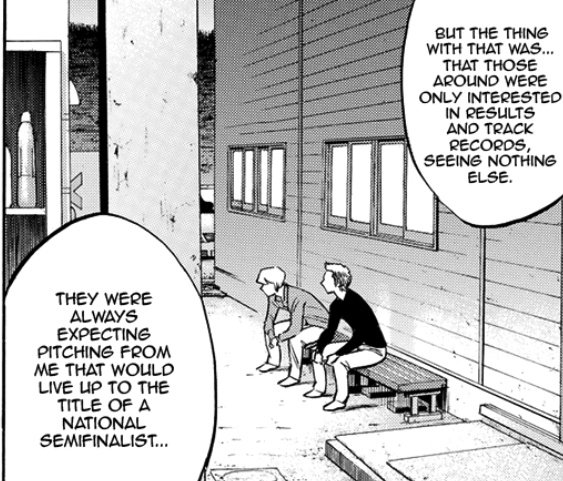 wait hold on just realizing that what tojo must have felt in middle school to early 1st yr hs is what furuya is feeling now. maybe tojo wasnt the ace then but he gets the feeling of pushing urself bcs of standards u set on urself + standards ppl unknowingly set on u. he knows.