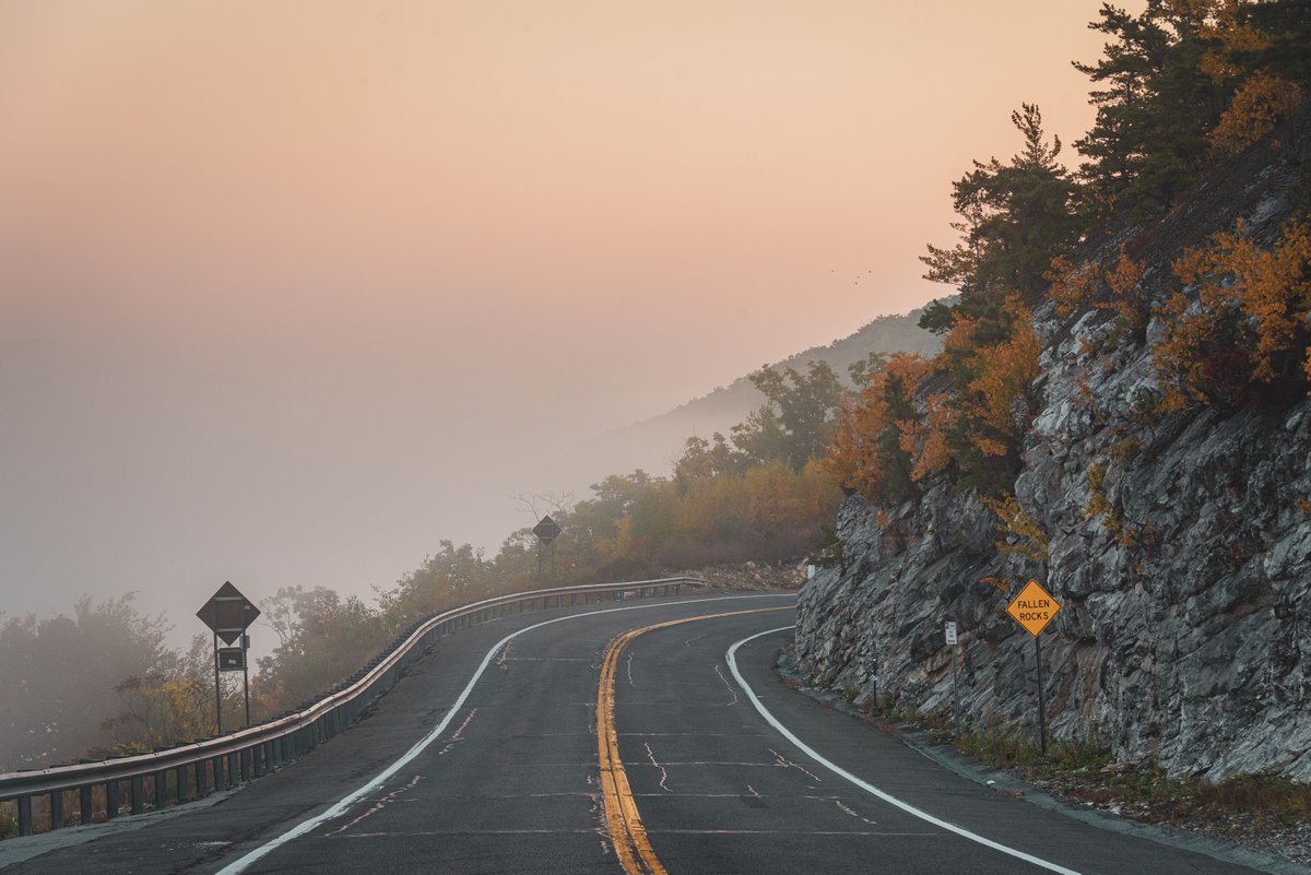 a foggy autumn morning in the shawangunks, new york