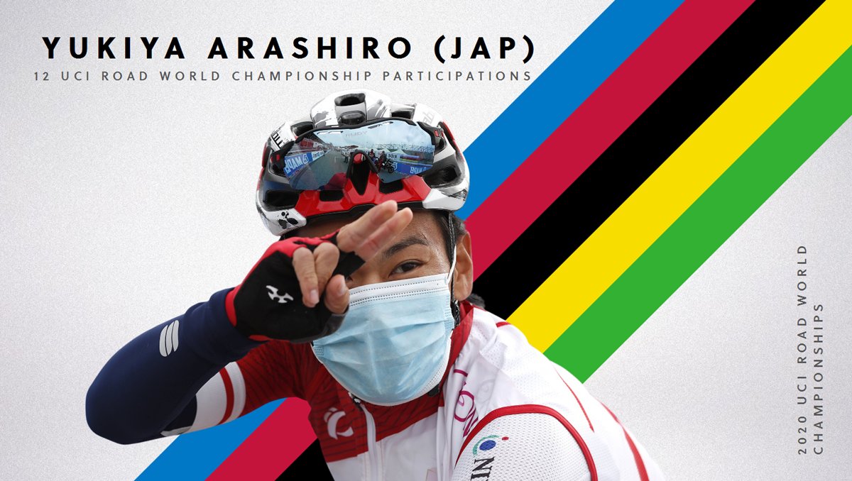 UCI_cycling's tweet photo. 1️⃣2️⃣... the number of UCI Road World Championships that @YukiyaArashiro has participated in! 👏

#Imola2020 https://t.co/LvNvVqIxkn