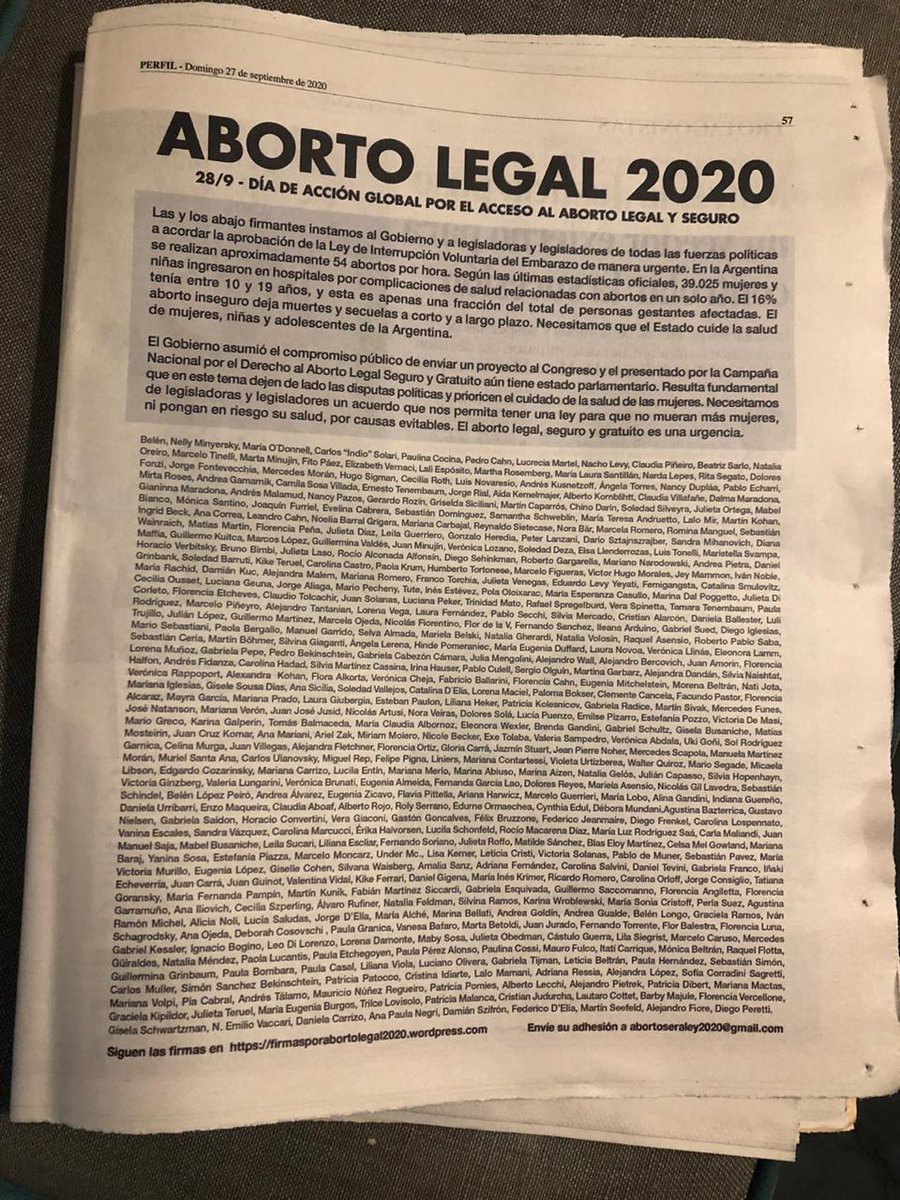 soyingridbeck's tweet image. En Tiempo Argentino y en Perfil más de 500 personas de la sociedad civil reclaman al Gobierno y a la oposición #AbortoLegal2020 Es una urgencia.