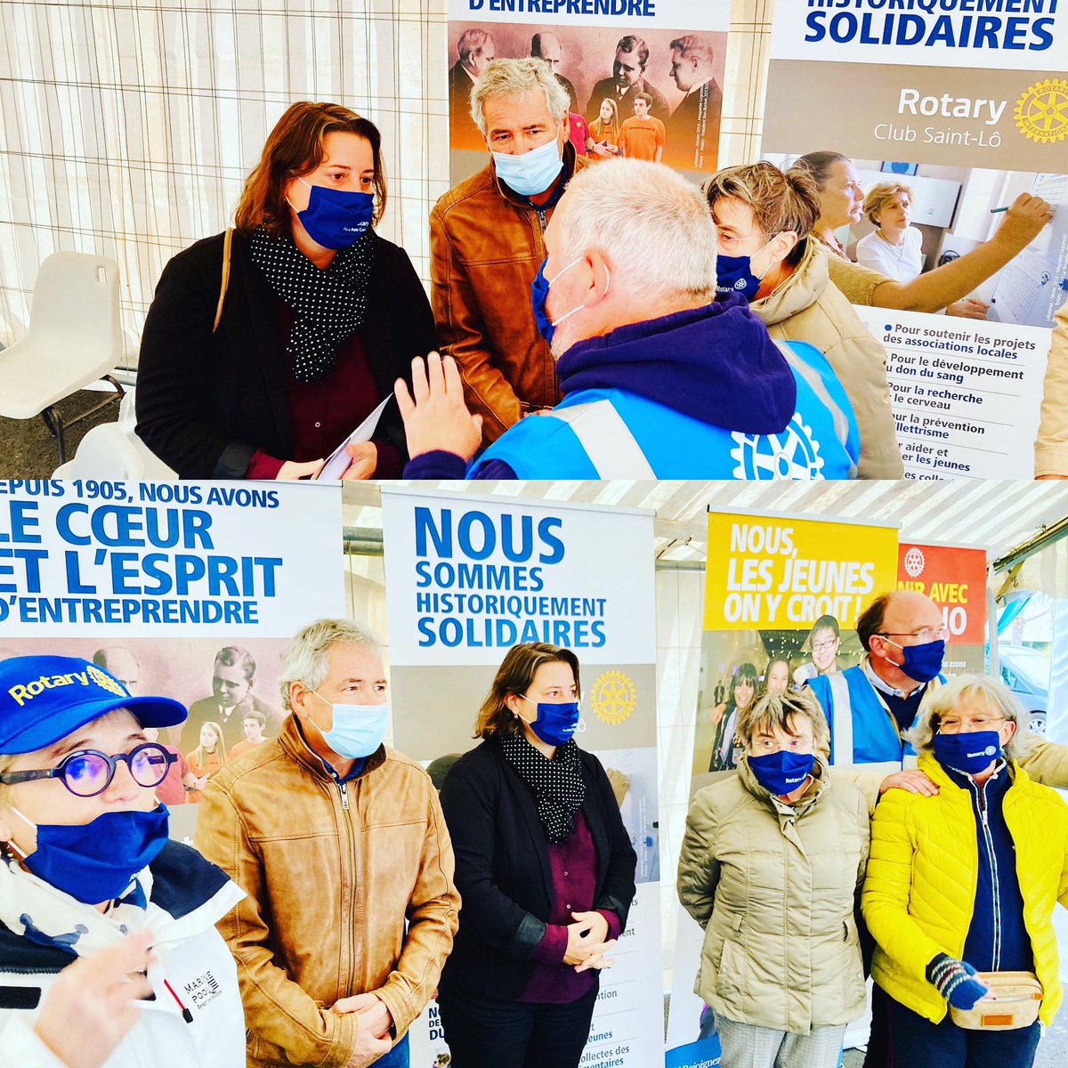 A la #Foireauxcroutes  ce dimanche Place du Champ de Mars à Saint-Lô avec les organisateurs du #rotaryclub Saint-Lô et Hervé Le Gendre, Adjoint en charge du sport et de la vie associative.

#saintlo #emmanuellelejeune @villedesaintlo #rotary #associations #solidarité