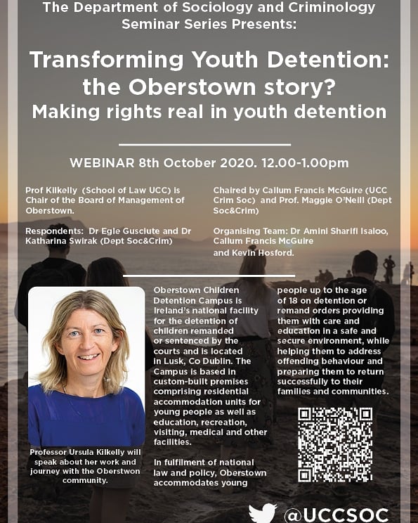 Hey Guys, we are delighted to be collaborating with the Department of Sociology and Criminology in hosting a webinar series discussion starting on the transformation of youth detention in Oberstown, register your interest in the link below..

docs.google.com/forms/d/e/1FAI…