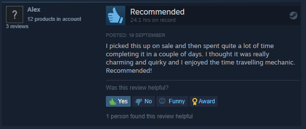 maybelatergames's tweet photo. Another happy player! 😊 Each one makes my heart flutter!

#indiedev #gamedev #AnnAchronist 

Find out more here: https://t.co/PvIDAdUHaU https://t.co/9XVvdimNP1