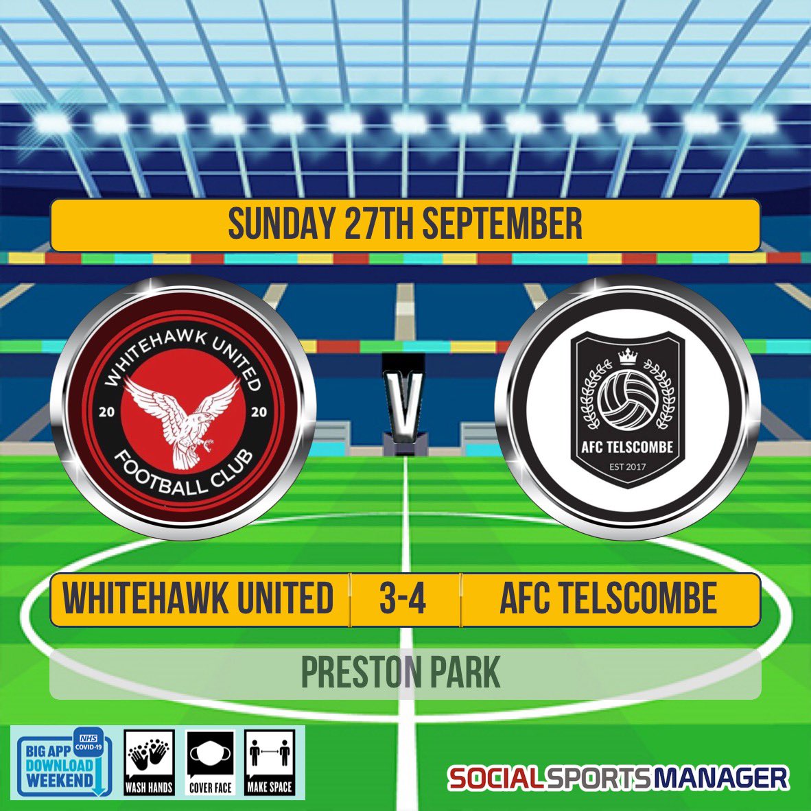 AfcTelscombe's tweet photo. Impressive comeback from the boys today winning 4-3 after being 3-1 down at half time! Best of luck to @WhitehawkUtd going forward for the rest of the season 👍 ⚽️ https://t.co/EjL7aEULsD