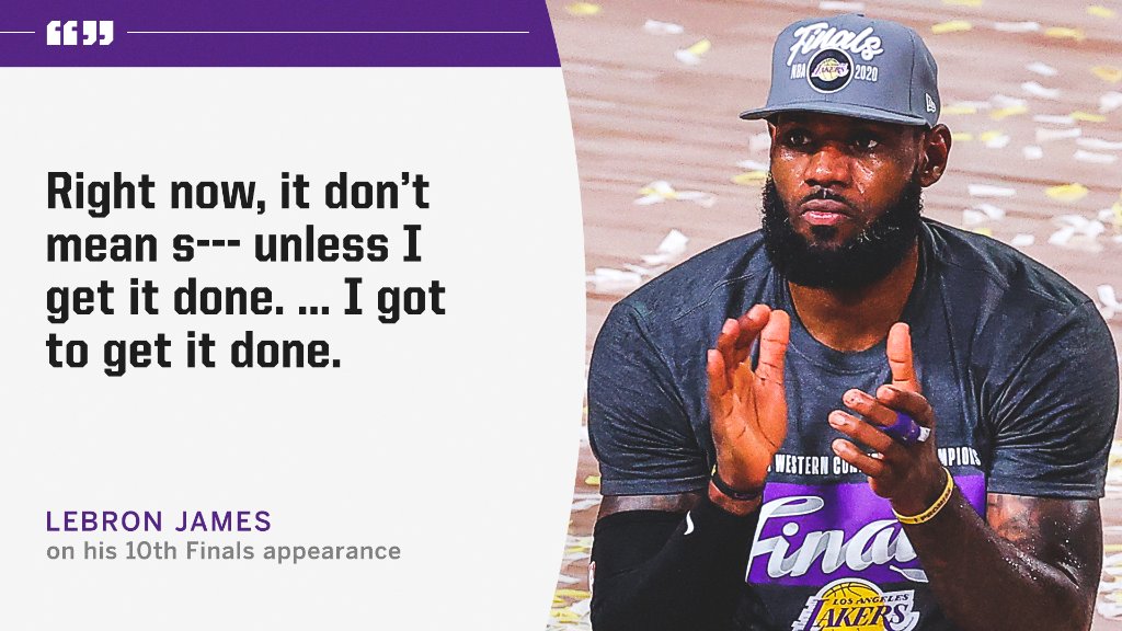 SportsCenter's tweet photo. .@KingJames knows there is still more work to be done after advancing to his 10th Finals 💯

@mcten: https://t.co/sCsC2aDvwv https://t.co/4l9U7uuBqA