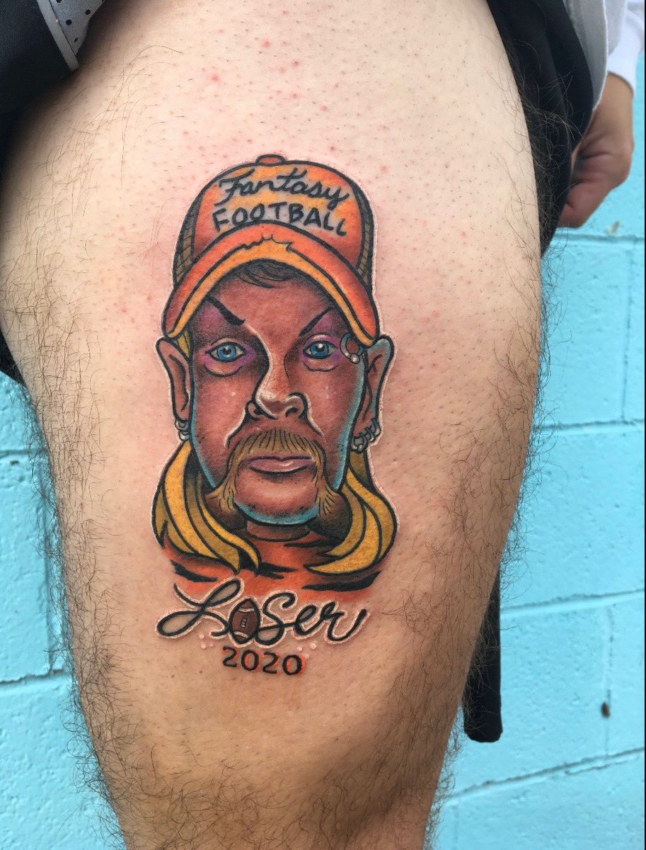 CoryD315's tweet photo. The Paducah Tattoo League’s Reveal Day is probably my favorite holiday of the year! #PTL #FantasyFootball #KnuckleUpTattoos #FantasyLoser #TattooLeague https://t.co/diWtJncLoK