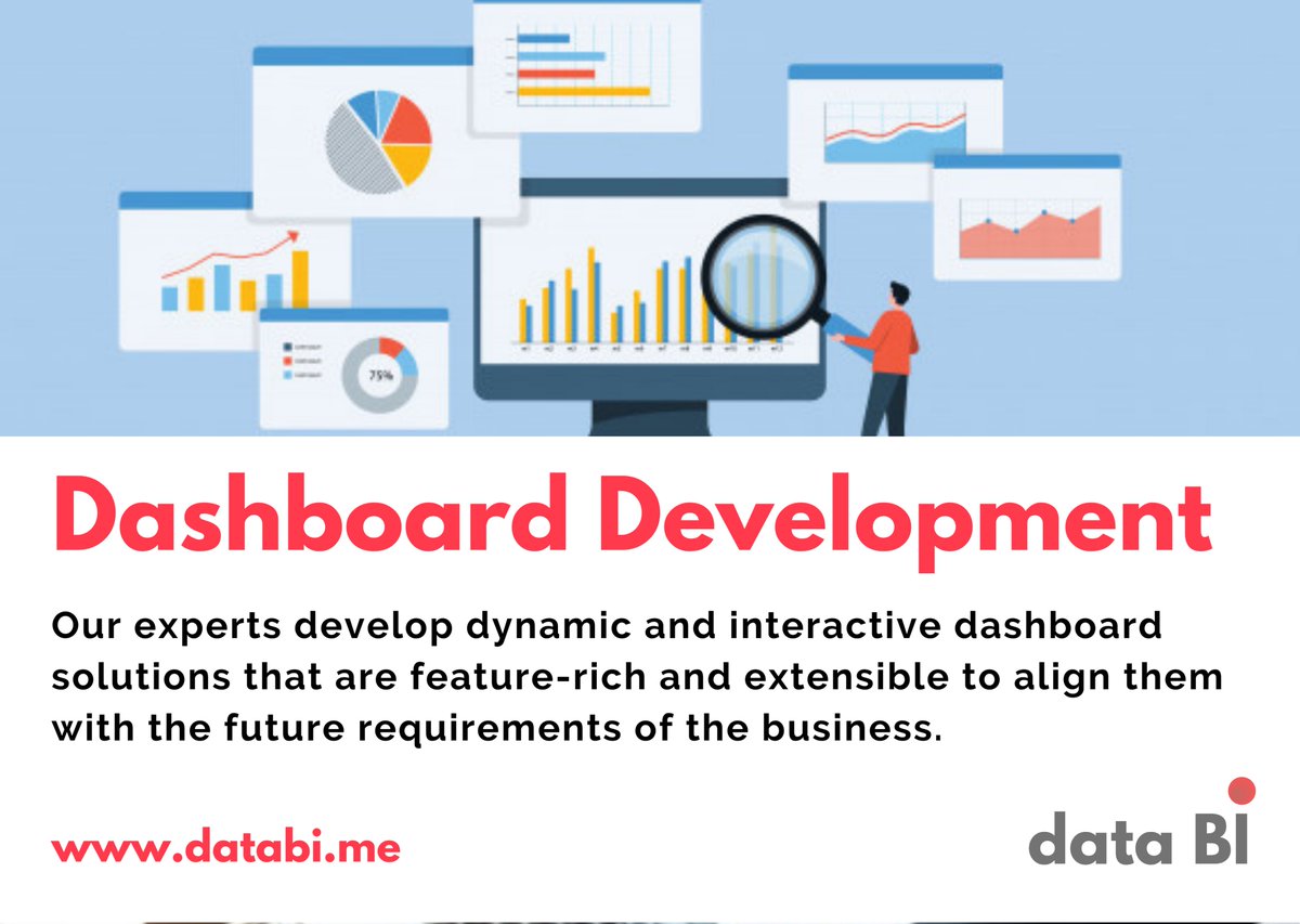 Our experts develop dynamic and interactive dashboard solutions that are feature-rich. 

Book a Free Business Analytics Strategy Session with us.

Visit: databi.me

Email: info@databi.me

#dataanalytics #datavisualization #datascience #powerbi #bigdata #Tableau #BI
