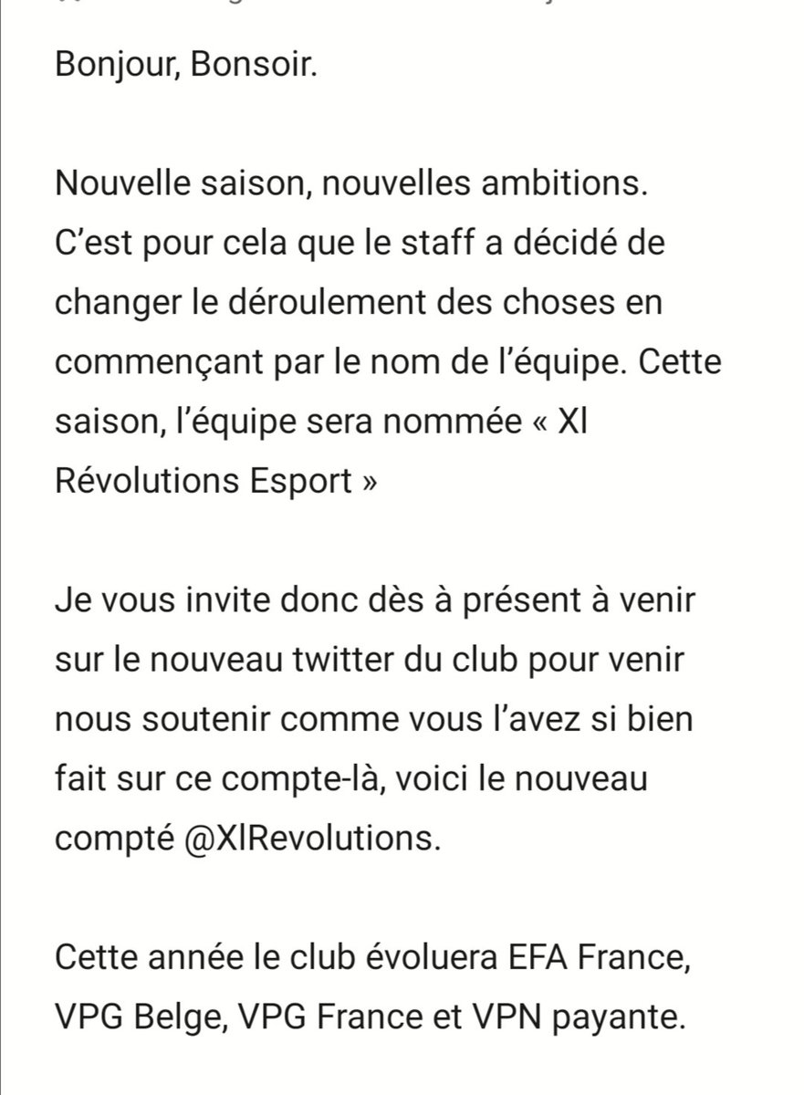 ➡️Info du jour ! 🎤 🔥

<a href="/XlRevolutions/">XlRévolutionsEsport</a>
Venez nombreux s'il vous plaît 🙏💪