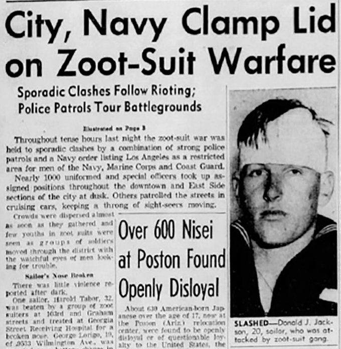 In 1943, with our coverage of the Zoot Suit riots, The Times largely ignored the context — the social and economic upheaval brought about by wartime mobilization and the racist trope of threatened white womanhood — and blamed the victims instead of their assailants.