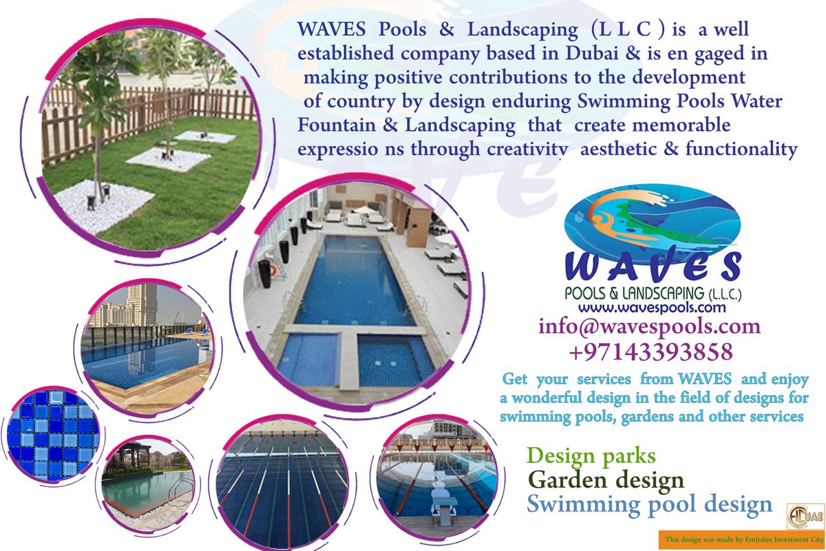 WAVES is one of the major companies in the field of designing and implementing swimming pools, gardens, parks and farms
call now 043393858
wavespools.com
Email :- info@wavespools.com
#waves
#land_scaping
#pools
#تصميم_احواض_السباحة
#عمل_اللانداسكيبن
#تصميم_وتنفيذ_الحدائق