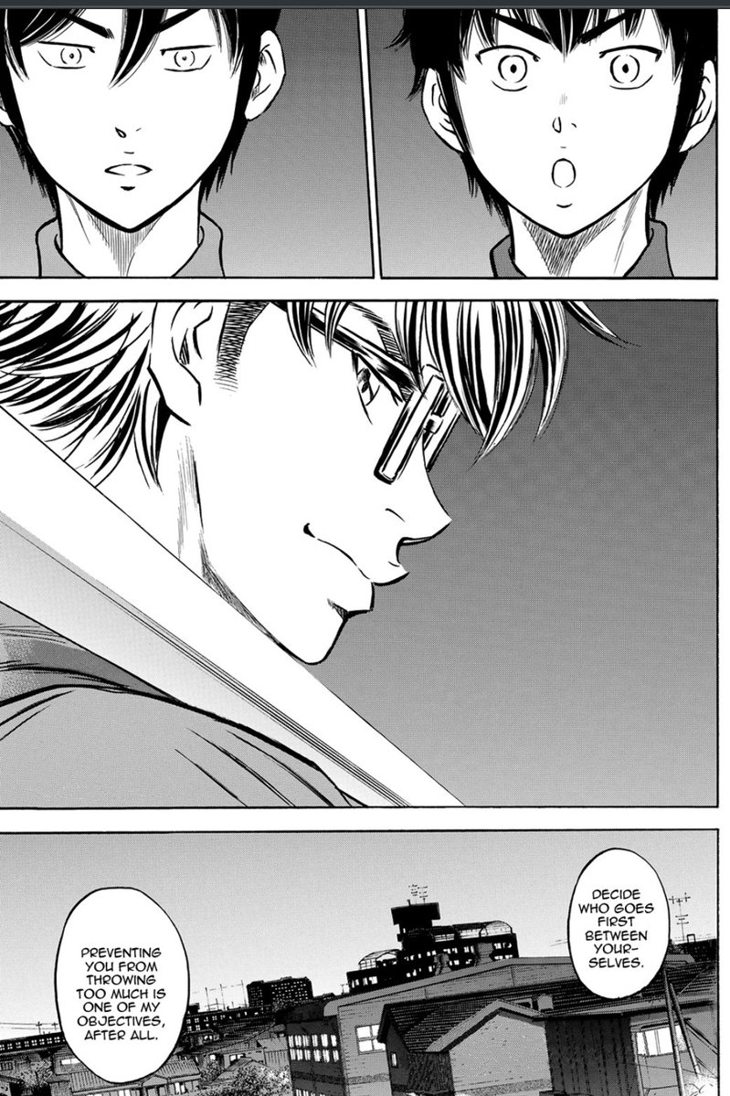 manga really be hitting different when miyuki gets A WHOLE ASS PAGE TO HIMSELF of him implying he wants to catch for them not the other way around where they ask him for it god GOD inHALES