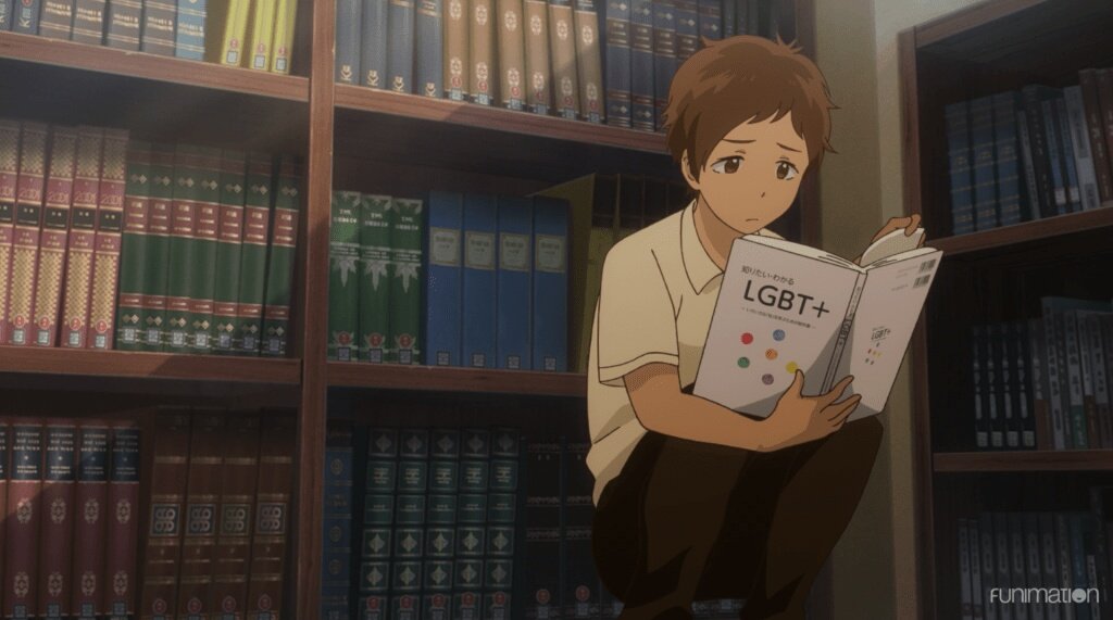 now lets talk a bit more about the lgbt rep in this show!!! as ive said, yuu is nonbinary and there is an episode where they talk with maki about gender identity and expression, as well as their mom's disapproval of them being more feminine (1/2)