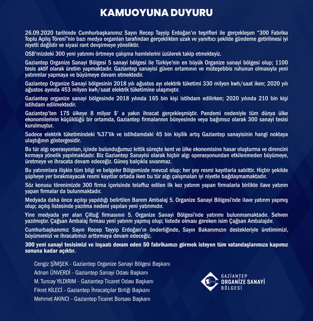 Gaziantep üretmeye, ihracata, istihdam yaratmaya, ülke kalkınmasına değer katmaya devam ediyor...