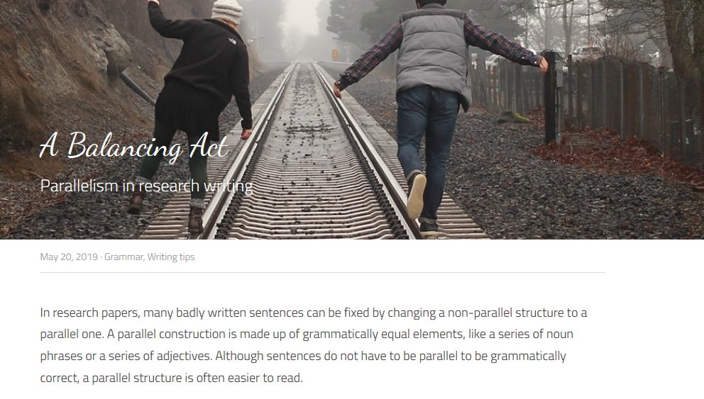 BaconEditing's tweet photo. You can make your research paper easier to read by changing non-parallel sentences to parallel ones. Not sure what that means? Read my blog post for a quick and easy guide to writing parallel sentences. https://t.co/RBFTnUaCcU
#AcademicTwitter #AcWri https://t.co/3AthzPjTrF