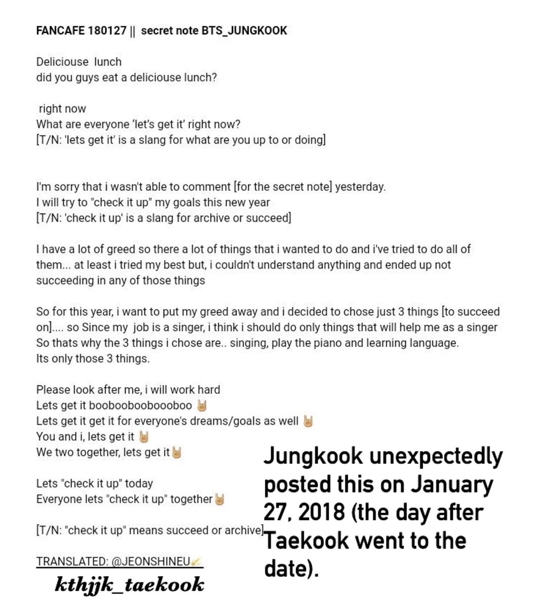 And just one day after, Jungkook posted this on Fancafe.