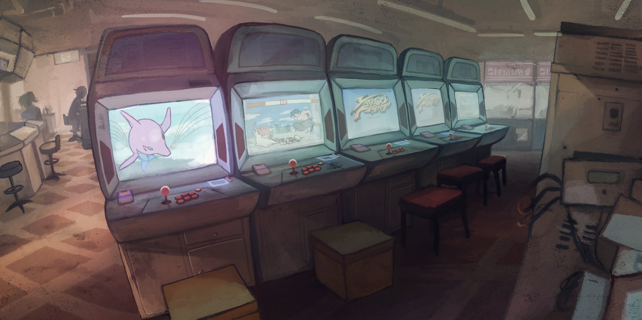 Twitter 上的 御奈良井ハシル ご依頼イラスト 背景のみver ゲームセンター T Co Szsdlolajs Twitter