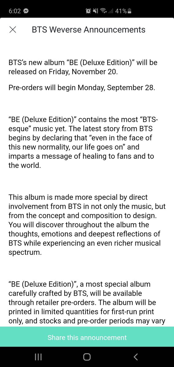 EbbyNoona's tweet photo. OMG ITS THE NEW ALBUM!!!!!!!
#BTS_BE https://t.co/N8FyovOnVy