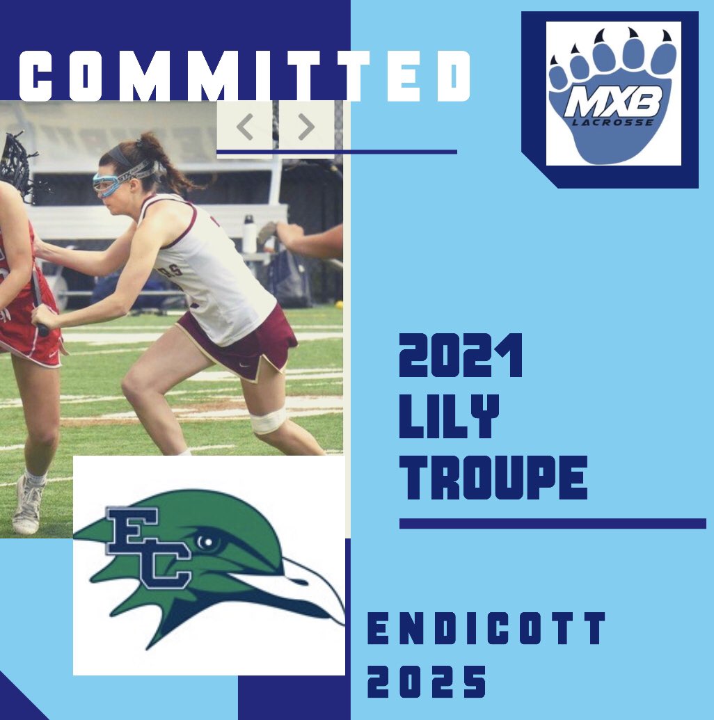 MXB Girls Lacrosse Club (@mxbgirlslax) on Twitter photo Congratulations to 2021 Lily Troupe on her commitment to Endicott College! <a href="/EndicottWLAX/">Endicott Women's Lax</a> <a href="/nbptgirlslax/">Newburyport Lacrosse</a> Congratulations to 2021 Lily Troupe on her commitment to Endicott College! <a href="/EndicottWLAX/">Endicott Women's Lax</a> <a href="/nbptgirlslax/">Newburyport Lacrosse</a>