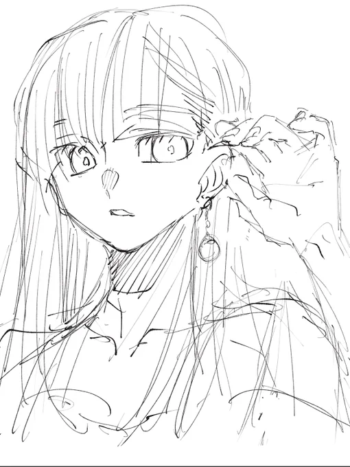 #創作作家さんのありのままのラフ画を浴びたい 
顔とシルエットは明確にしてから描き進める気がする。
デジタルしかラフは残っていなかったけど。 