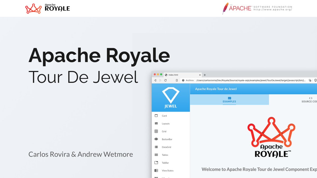 ApacheRoyale's tweet image. One more #ApacheRoyale track for the forthcoming *free* online @ApacheCon Home! is about &quot;Tour de Jewel&quot;, with Carlos Rovira and Andrew Wetmore. Don&apos;t miss it:

When? 01.10.2020 18:55 CEST

Register here: hopin.to/events/apachec…
and save the date!! :)

#html #javascript #css