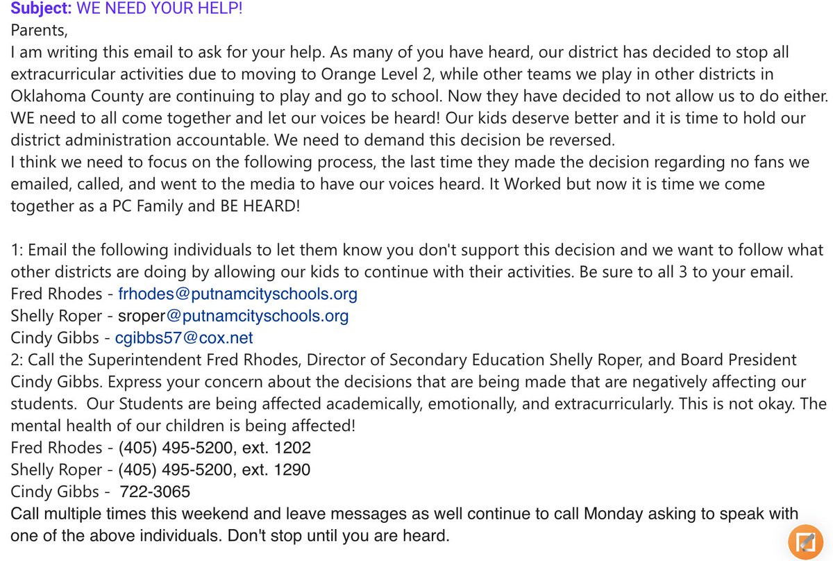 CarterWhitson's tweet photo. Putnam City kids need your help! #WeWantToPlay @PutnamCityOK https://t.co/WcFTBgFhlv