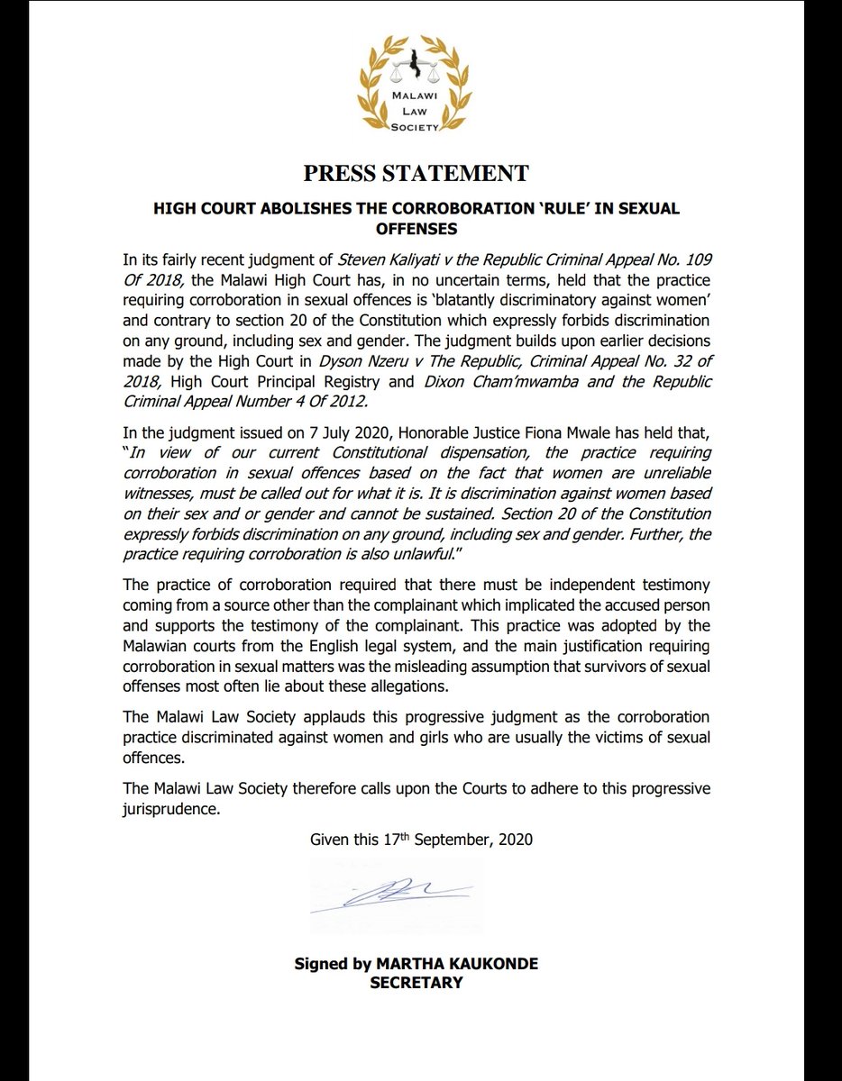 High Court abolishes the Corroboration Rule in Sexual Offences