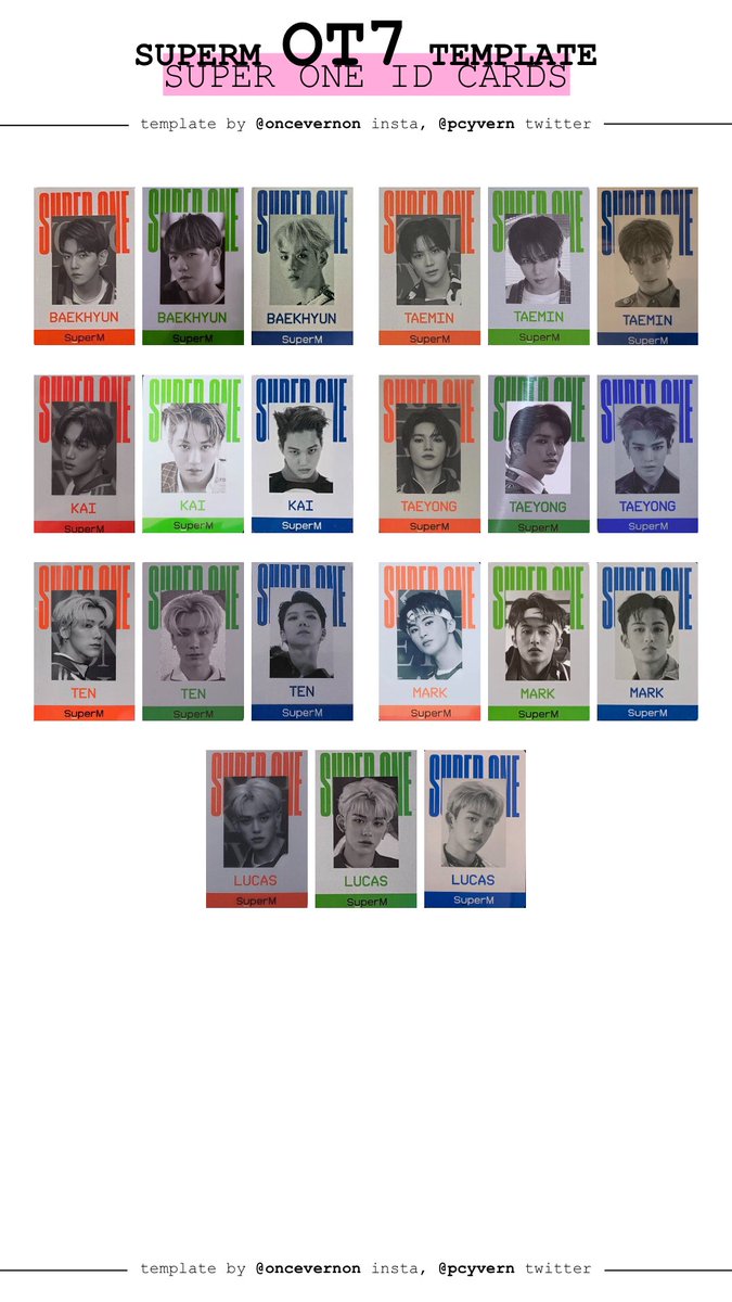 i also did ot7 superm templates for the super one photocards, id