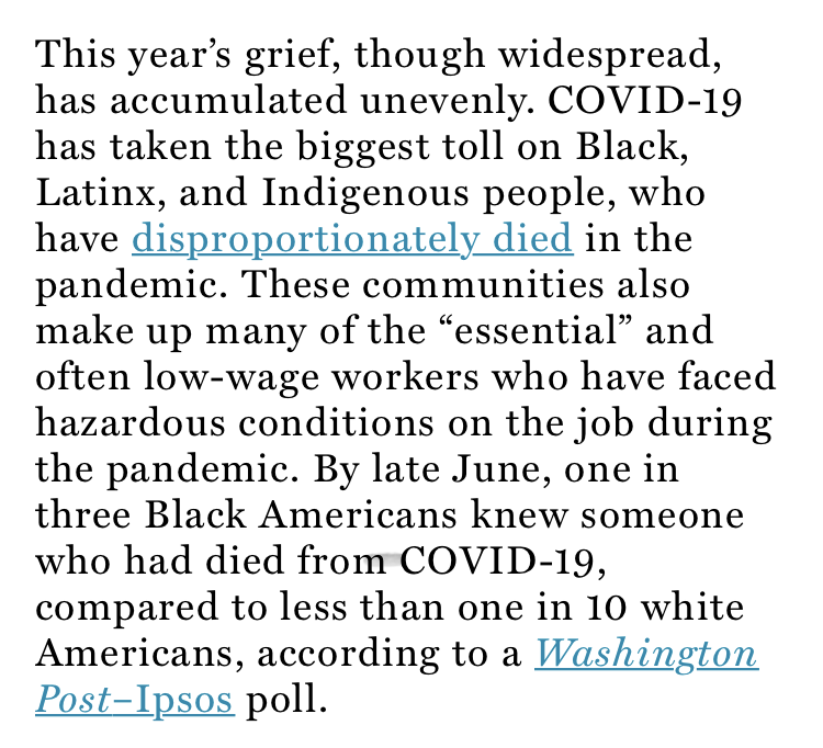 “It’s been such a year of powerlessness and misinformation, which is so destabilizing.”  @DrJessIsomMDMPH on the weight, and uneven accumulation, of this year's grief for Black Americans and other workers of color  https://fortune.com/2020/09/27/covid-grief-at-work-business-coronavirus-mental-health/