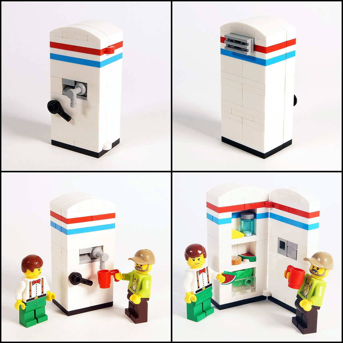 BrickTrolls's tweet photo. Wow this tutorial is really "cool" 😉
Thanks for the inspiration @BrickBakery. We decided to build one of these this afternoon. We added a drawer for our lettuce, some ventilation on the back and an ice and water dispenser too. 👍 https://t.co/qVVAbG6oU8