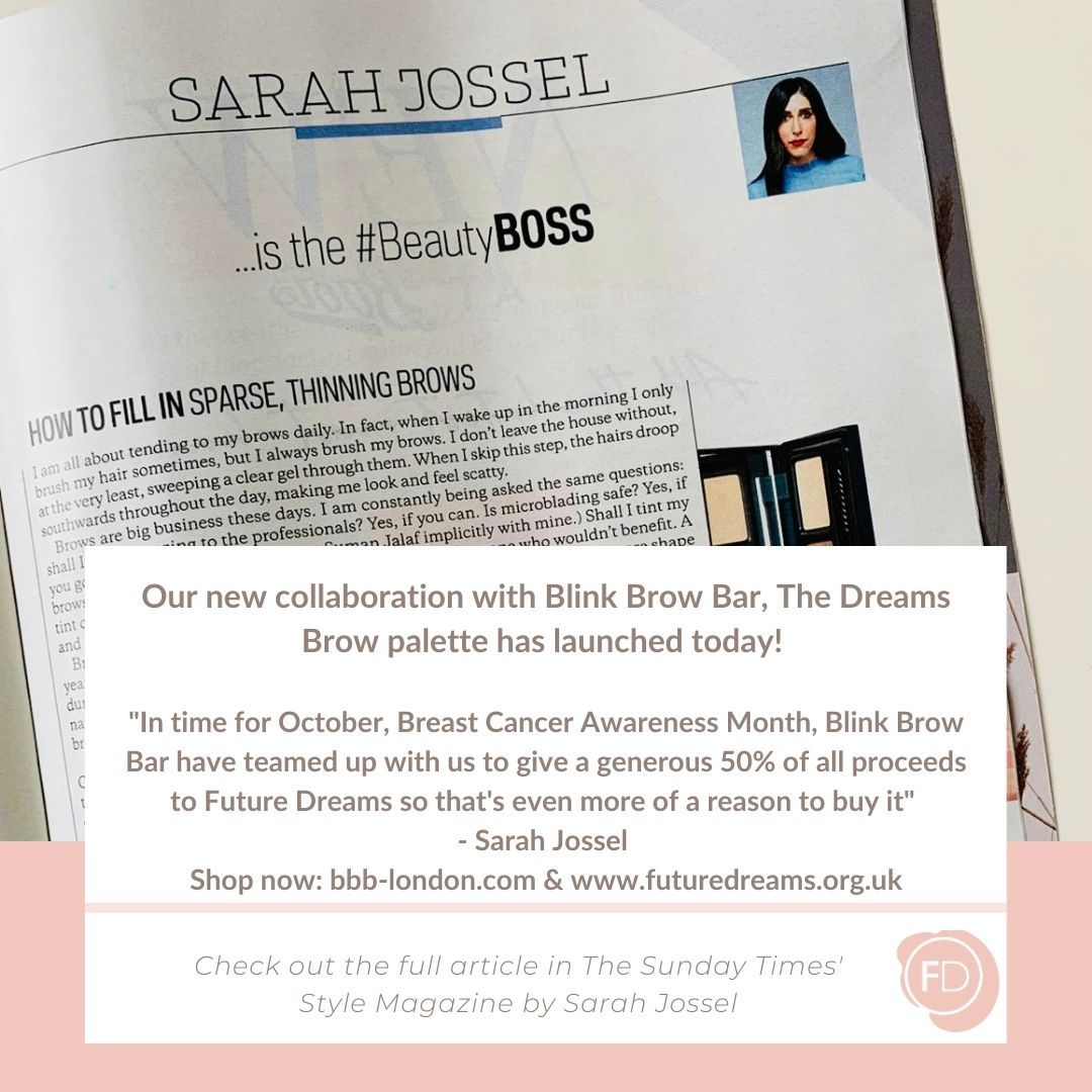 The Dreams Brow palette has launched today! "In time for #BreastCancerAwarenessMonth, <a href="/blinkbrowbar/">blinkbrowbar</a> have teamed up with Future Dreams to give a generous 50% of all proceeds, so that's even more of a reason to buy it" <a href="/SarahJossel/">Sarah Jossel</a> Shop now: futuredreams.org.uk