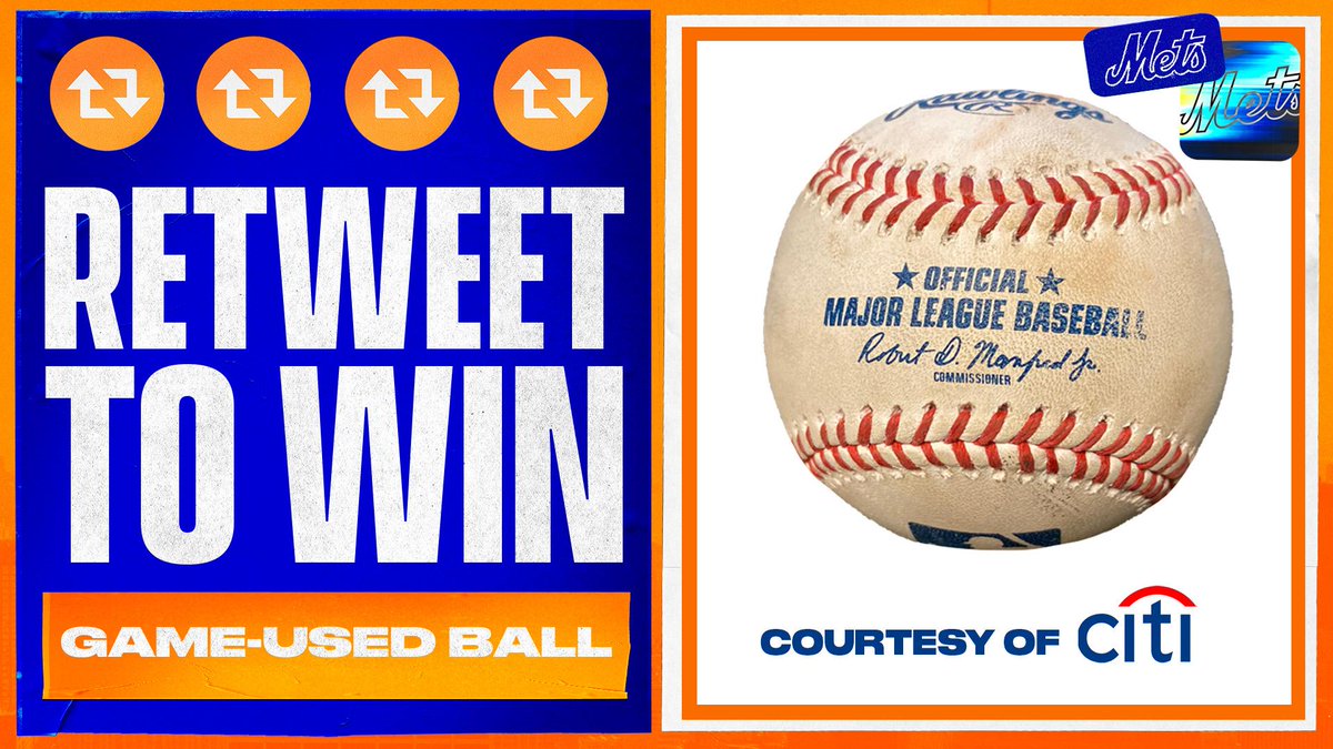 Mets's tweet image. RT to enter to win a game-used ball from the 2020 season brought to you by @Citi.