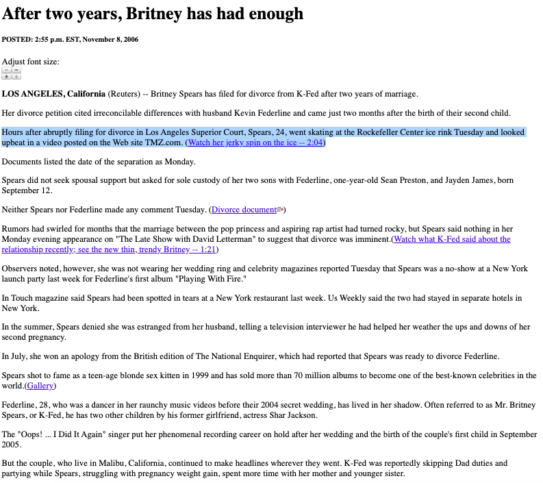In November 2006, Britney divorces K-Fed and not a few hours later she's photographed skating at Rockefeller Center with... you guessed it, Larry Rudolph!  #FreeBritney