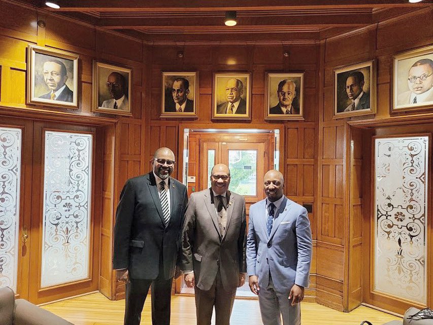 tyronnewalker's tweet photo. 13 years as an Alpha. First visit to HQ was for @elevatingalpha Transition kickoff. Thanks General President @EverettBWard06 for showing me around. Great to see my Bruhs Jamar & Josh. (Miriam & bump missed the photo). #ElevatingAlpha https://t.co/dcMs8pVOPn