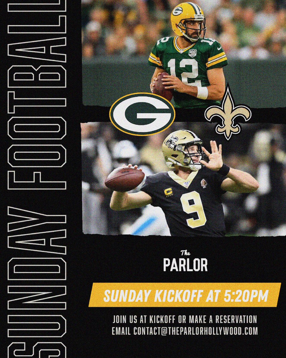 Let’s finish the weekend off with a battle of 2 of the greatest quarterbacks of our time! 🏈

<a href="/packers/">Green Bay Packers</a> vs <a href="/saints/">New Orleans Saints</a> for Sunday Night Football kicking off at 5:20pm.