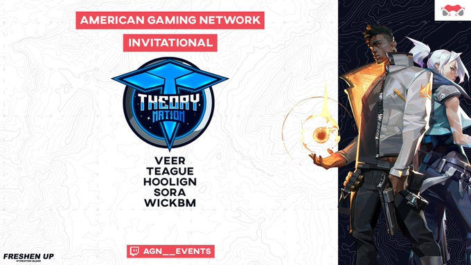 TheoryNationGG's tweet photo. 🏆@AGNValorant Invitational🏆
————————
We are now in the losers finals!
___________________

Theory Nation
          vs
Woo Back Baby

Watch: https://t.co/soRtNCMmtT
 __________________

🌩️@WyattVeer
🌩️@HooliganVal
🌩️@Sora_fps1
🌩️@CS_Teague
🌩️@ItzWick

#StormRising | #TheoryVAL https://t.co/xurw0aIo8m