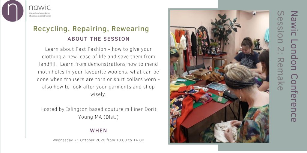 NawicLDN's tweet photo. Have you registered for our online clothing repair class yet? Join us on 21st Oct as part of our annual conference #RemakeRepurposeReinvent https://t.co/AkCubMVLdg https://t.co/sgPHfS6k6d